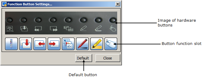 Function button settings dialog (horizontal)